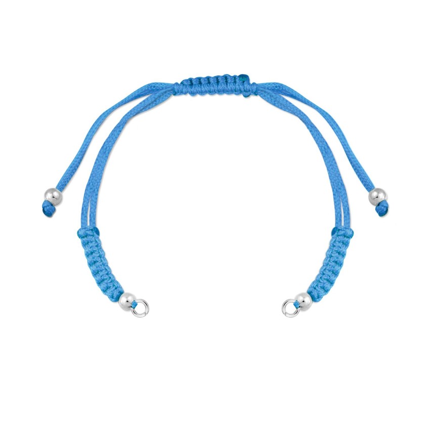 Cuerpo de macramé azul con terminales de Plata de Ley | Asas abiertas | L. 28,5 cm máx.