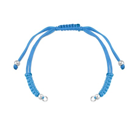 Cuerpo de macramé azul con terminales de Plata de Ley | Asas abiertas | L. 28,5 cm máx.