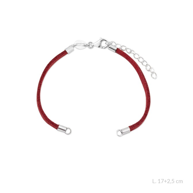 Cuerpo de ante rojo con terminales de Plata de Ley | Asas abiertas | L. 13,5+3 cm