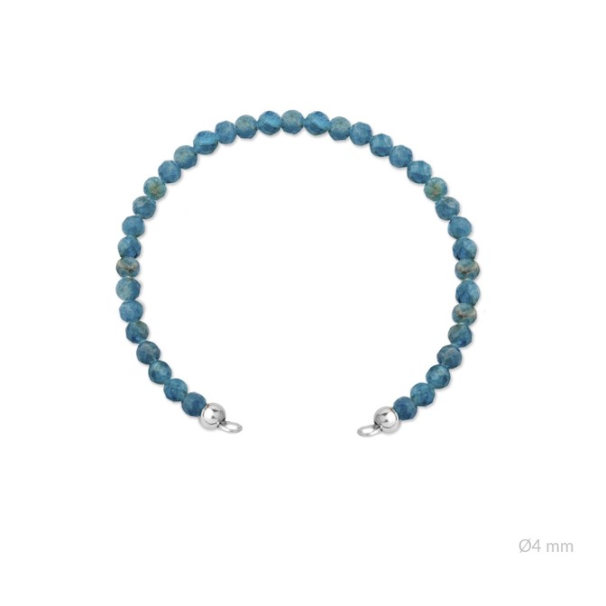 Cuerpo elástico con rocalla facetada turquesa de Ø4 mm con terminales de Plata de Ley | Asas abiertas