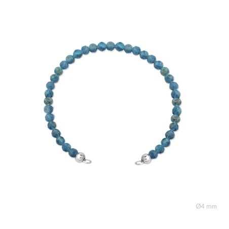 Cuerpo elástico con rocalla facetada turquesa de Ø4 mm con terminales de Plata de Ley | Asas abiertas