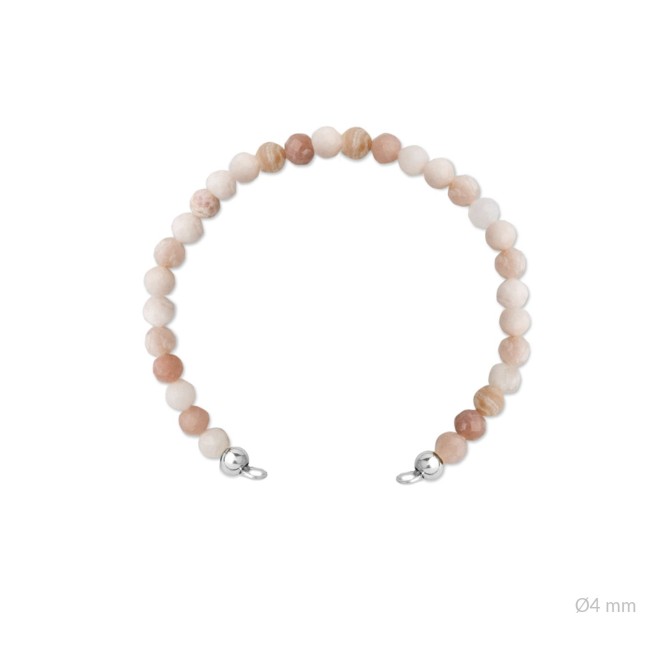 Cuerpo elástico de cuarzo rosa facetado de Ø4 mm con terminales de Plata de Ley | Asas abiertas