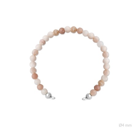 Cuerpo elástico de cuarzo rosa facetado de Ø4 mm con terminales de Plata de Ley | Asas abiertas