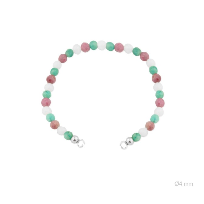 Cuerpo elástico de piedras facetadas de Ø4,5 mm con terminales de Plata de Ley | Asas abiertas | L. 15,5 cm