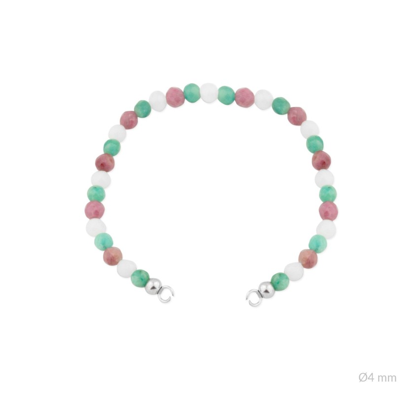 Cuerpo elástico de piedras facetadas de Ø4,5 mm con terminales de Plata de Ley | Asas abiertas | L. 15,5 cm