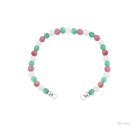 Cuerpo elástico de piedras facetadas de Ø4,5 mm con terminales de Plata de Ley | Asas abiertas | L. 15,5 cm