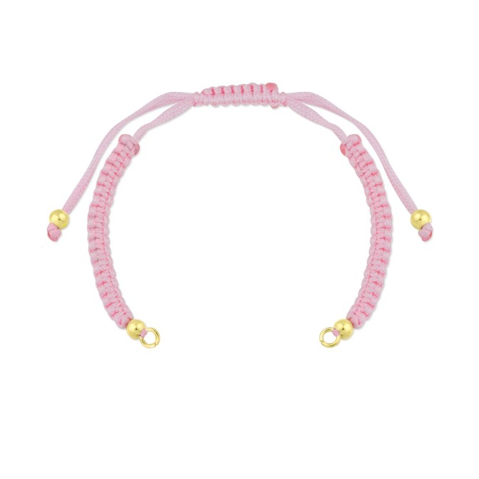 Cuerpo de macramé rosa bebé con terminales de Plata de Ley | Asas abiertas | L. 25,5 cm máx.