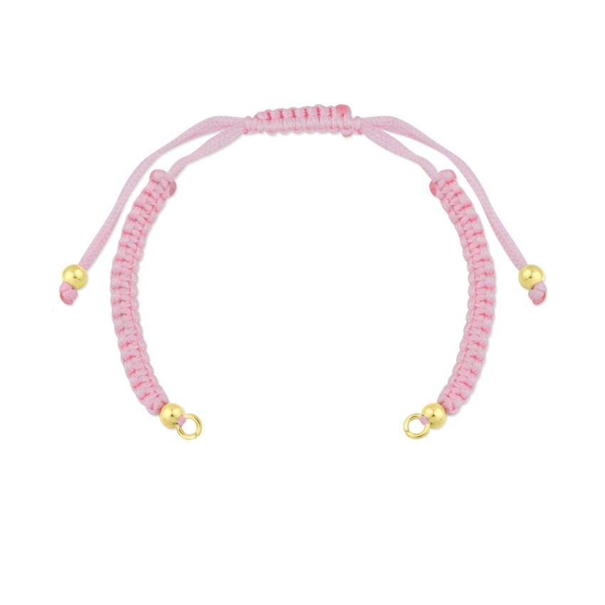 Cuerpo de macramé rosa bebé con terminales de Plata de Ley | Asas abiertas | L. 25,5 cm máx.