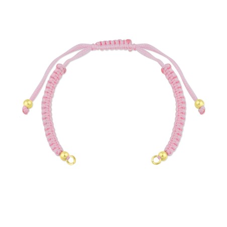 Cuerpo de macramé rosa bebé con terminales de Plata de Ley | Asas abiertas | L. 25,5 cm máx.