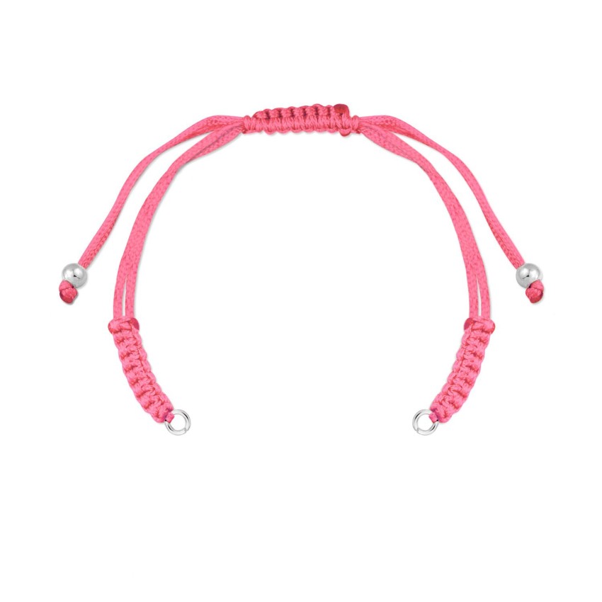 Cuerpo de macramé rosa fúcsia con terminales de Plata de Ley | Asas abiertas