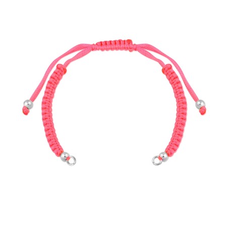 Cuerpo de macramé rosa con terminales de Plata de Ley | Asas abiertas