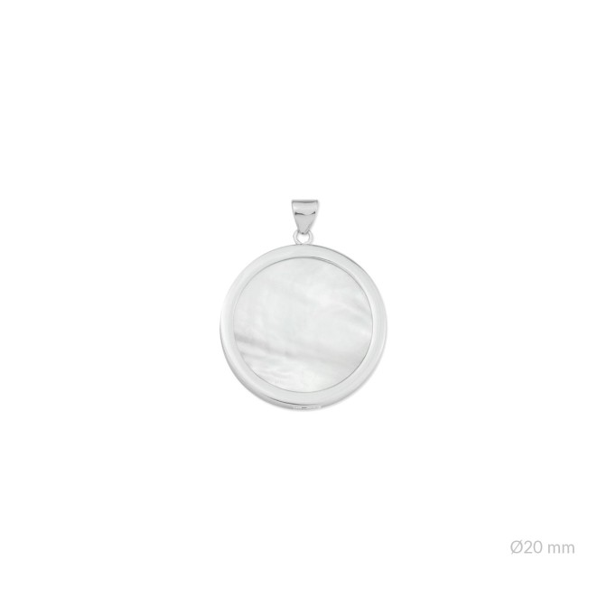 Colgante de nácar/ónix con reasa y placa en el reverso de Plata de Ley | Ø20 mm