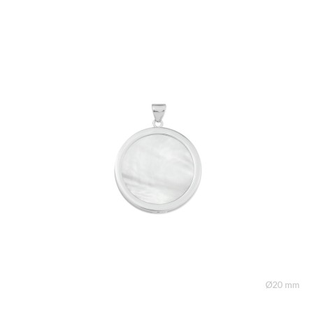 Colgante de nácar/ónix con reasa y placa en el reverso de Plata de Ley | Ø20 mm