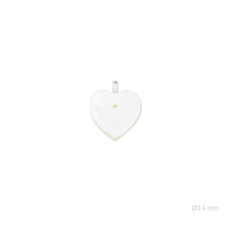 Corazón de nácar/ónix con reasa de Plata de Ley con taladro en el centro |  Ø14 mm