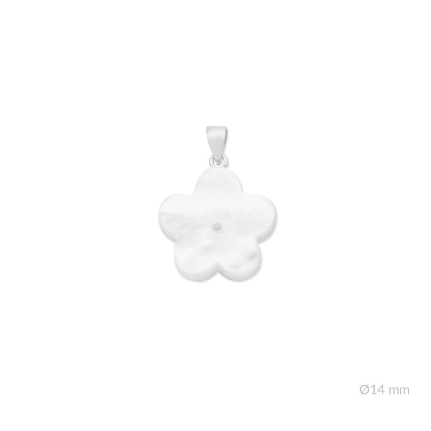 Flor de nácar/ónix con reasa de Plata de Ley con taladro en el centro | Ø14 mm