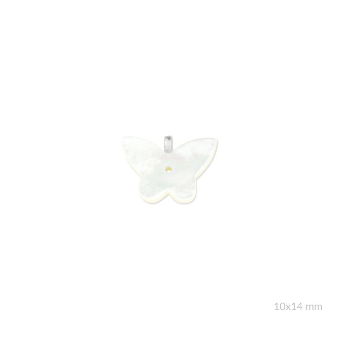 Mariposa de nácar/ónix con reasa de Plata de Ley con taladro en el centro | 10x14 mm