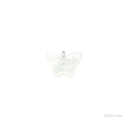 Mariposa de nácar/ónix con reasa de Plata de Ley con taladro en el centro | 10x14 mm