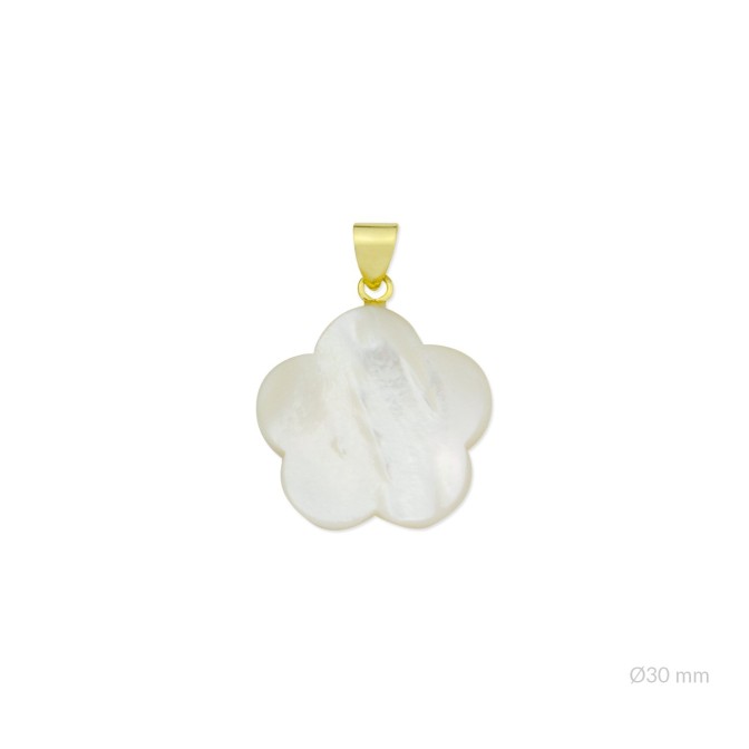 Flor de nácar con reasa de Plata de Ley y placa en el reverso | Ø30 mm