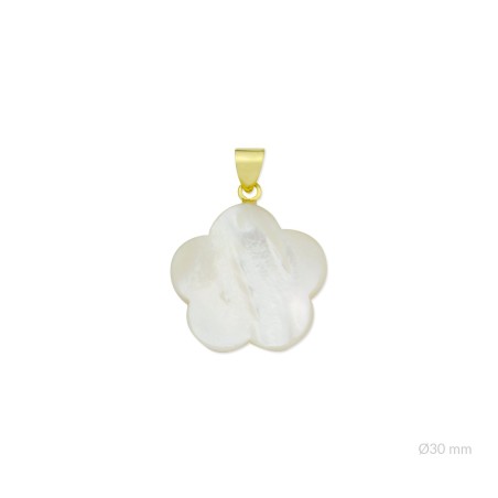 Flor de nácar con reasa de Plata de Ley y placa en el reverso | Ø30 mm