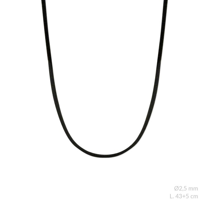 Gargantilla de ante negro y terminales de Plata de Ley y circonita | L. 43+5cm