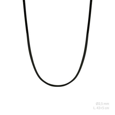 Gargantilla de ante negro y terminales de Plata de Ley y circonita | L. 43+5cm