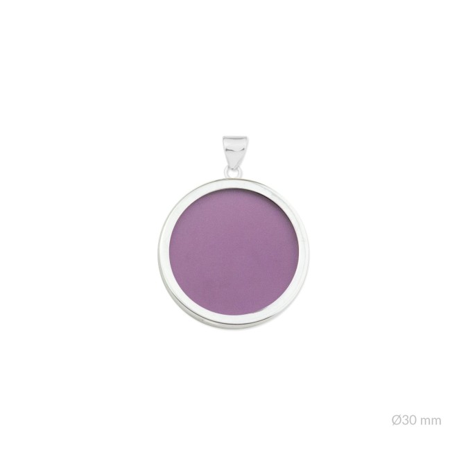 Colgante con piedra y montura en Plata de Ley | Ø30 mm
