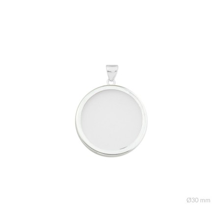 Colgante con piedra y montura en Plata de Ley | Ø30 mm