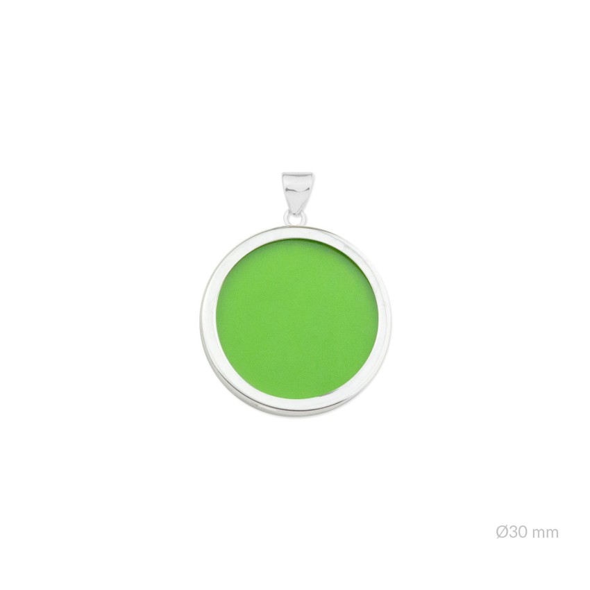 Colgante con piedra y montura en Plata de Ley | Ø30 mm