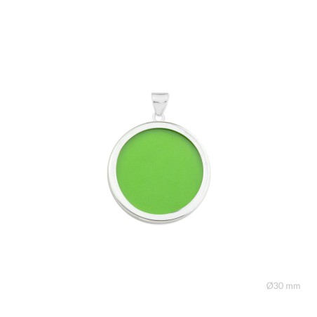 Colgante con piedra y montura en Plata de Ley | Ø30 mm