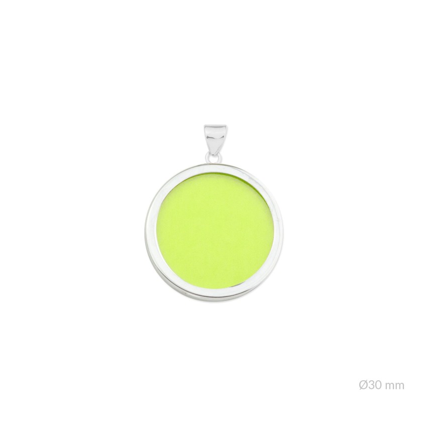 Colgante con piedra y montura en Plata de Ley | Ø30 mm