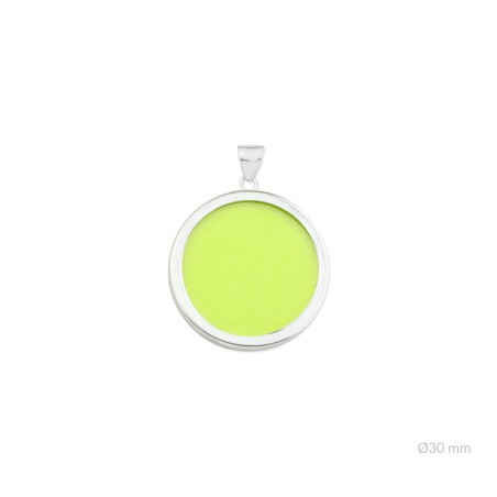 Colgante con piedra y montura en Plata de Ley | Ø30 mm