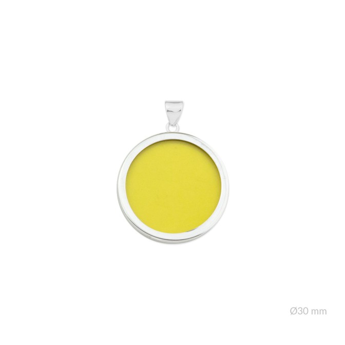 Colgante con piedra y montura en Plata de Ley | Ø30 mm