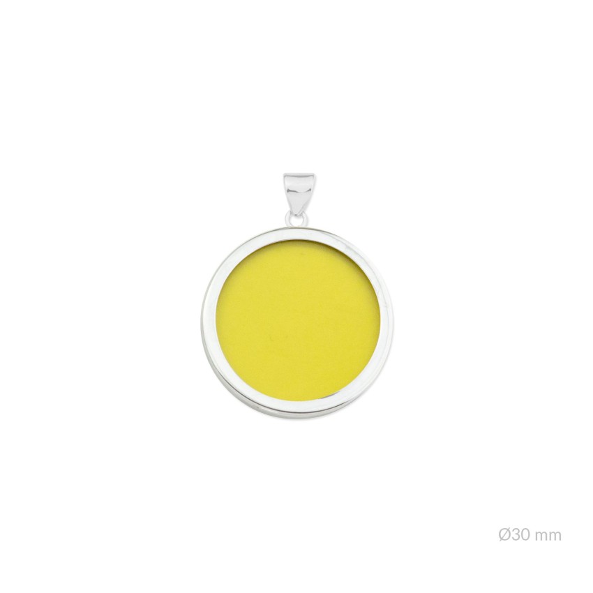 Colgante con piedra y montura en Plata de Ley | Ø30 mm