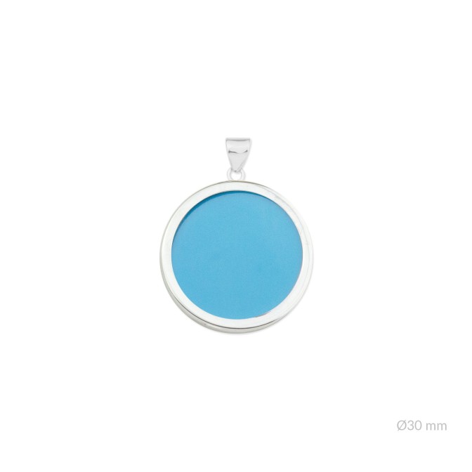 Colgante con turquesa y montura en Plata de Ley | Ø30 mm