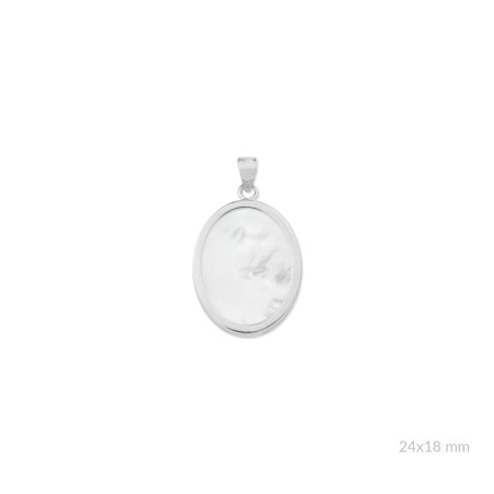 Colgante de nácar con montura de Plata de Ley y placa en el reverso | 24x18 mm