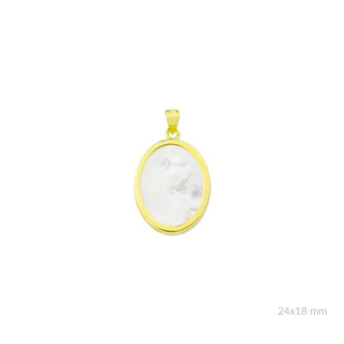 Colgante de nácar con montura de Plata de Ley y placa en el reverso | 24x18 mm