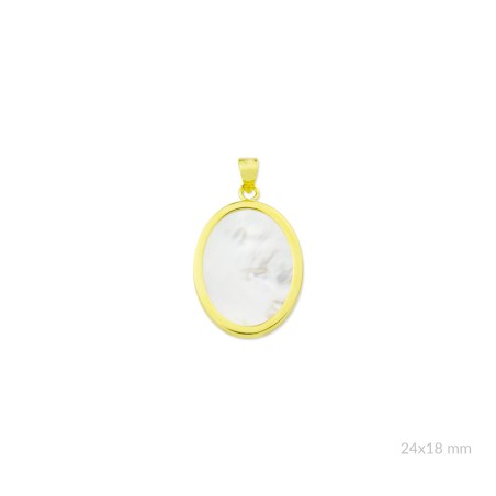 Colgante de nácar con montura de Plata de Ley y placa en el reverso | 24x18 mm