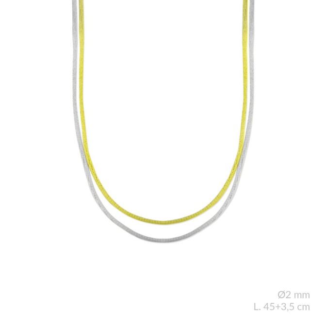 Cordón doble de cola de ratón metalizado con terminales de Plata de Ley | L. 45+3,5cm