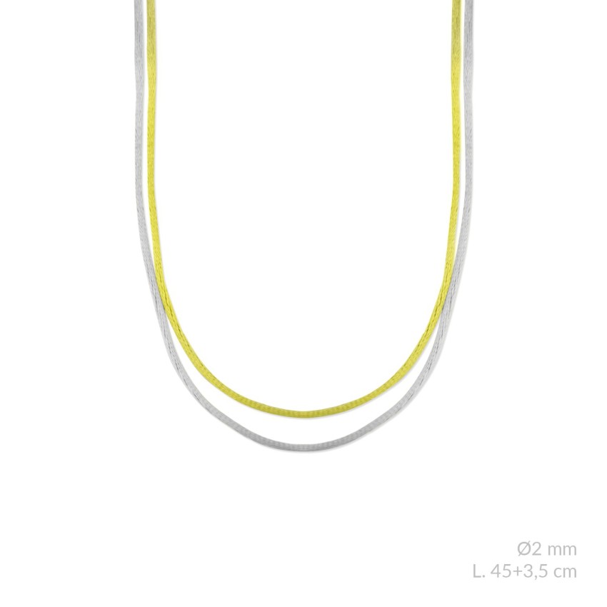 Cordón doble de cola de ratón metalizado con terminales de Plata de Ley | L. 45+3,5cm