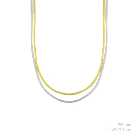 Cordón doble de cola de ratón metalizado con terminales de Plata de Ley | L. 45+3,5cm