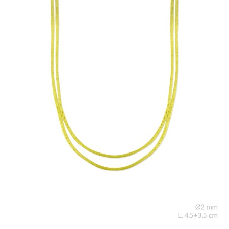 Cordón doble de cola de ratón metalizado con terminales de Plata de Ley | L. 45+3,5cm