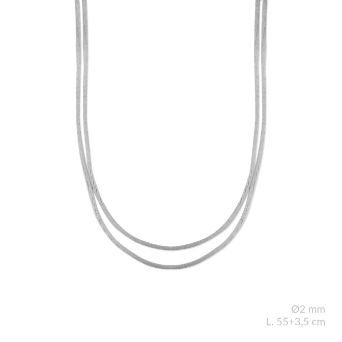 Cordón doble de cola de ratón metalizado con terminales de Plata de Ley | L. 55+3,5cm