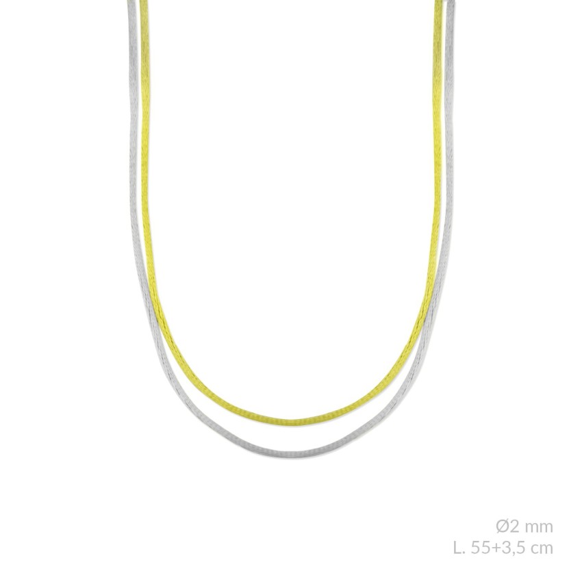 Cordón doble de cola de ratón metalizado con terminales de Plata de Ley | L. 55+3,5cm