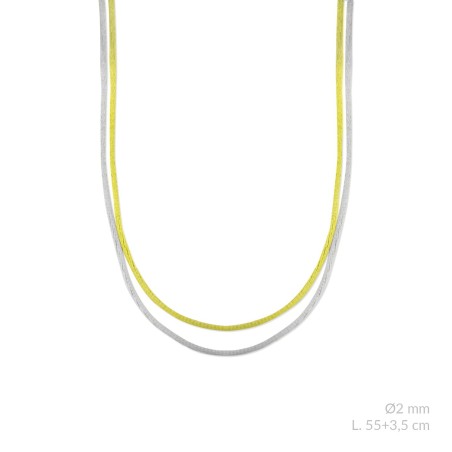 Cordón doble de cola de ratón metalizado con terminales de Plata de Ley | L. 55+3,5cm