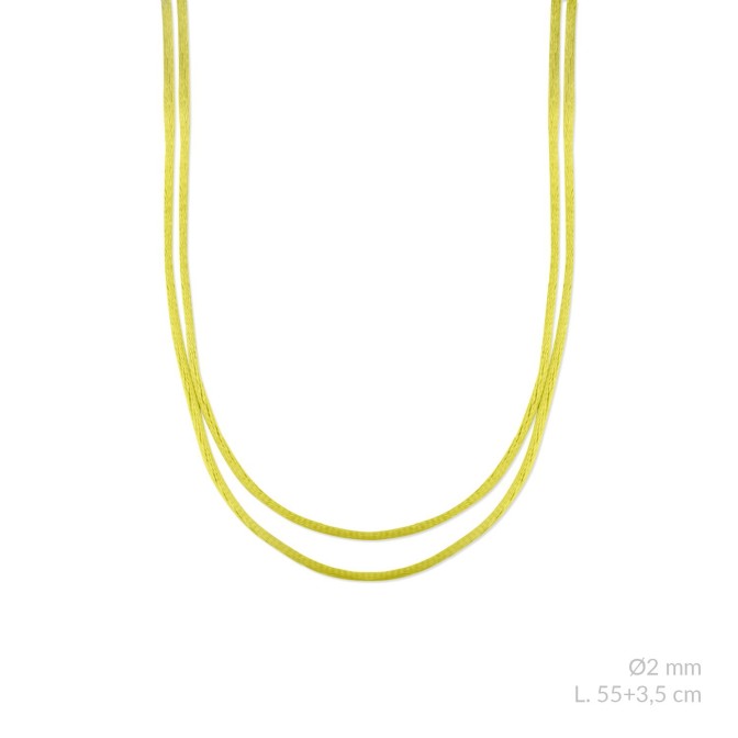 Cordón doble de cola de ratón metalizado con terminales de Plata de Ley | L. 55+3,5cm