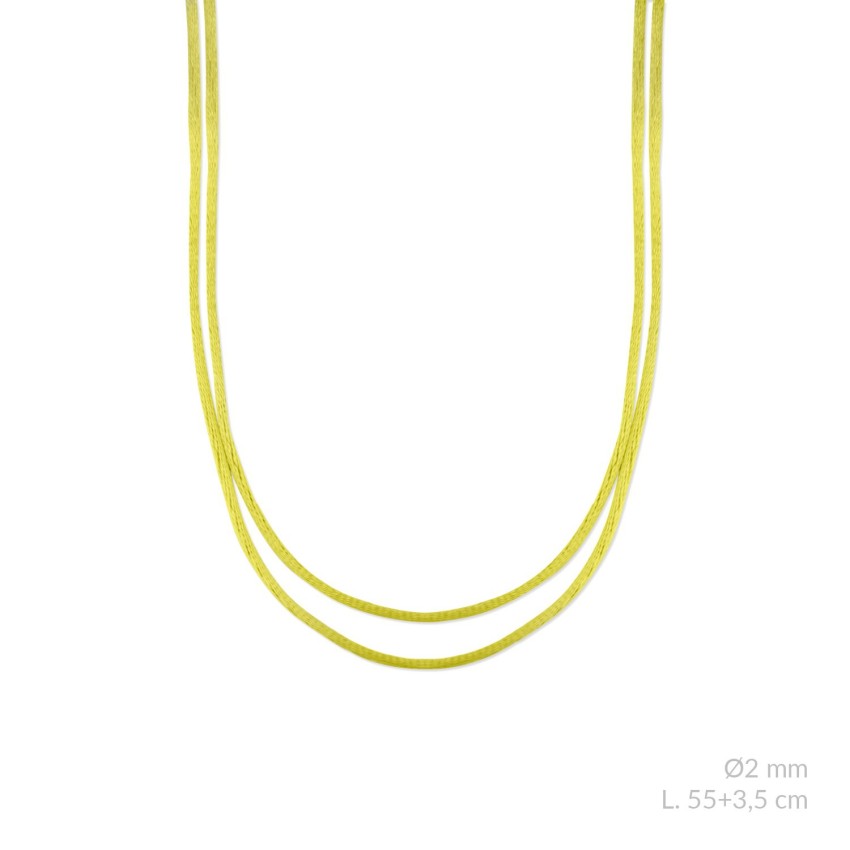 Cordón doble de cola de ratón metalizado con terminales de Plata de Ley | L. 55+3,5cm