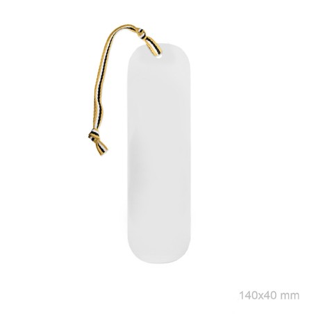 Marcapáginas en Acero con tela algodón amarillo/negro/blanco | 14x4 cm