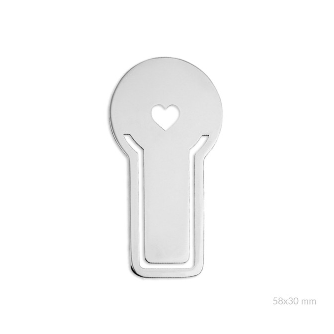 Marcapáginas en acero con corazón calado | 6x3 cm