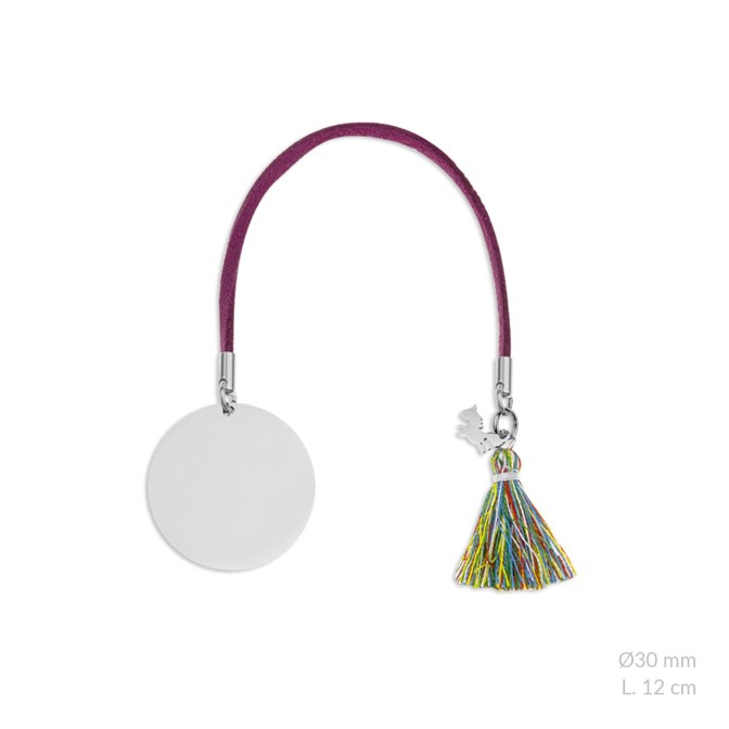 Marcapáginas en acero con pompón multicolor | Ø30mm |  L. 12 cm