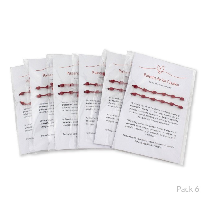 Pack de 2 pulseras de hilo rojo 7 nudos | Pack de 6